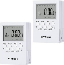 VIVOSUN 2pcs 7Day Timer Digital Programmable Plug-in Outlet Timer