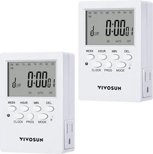 VIVOSUN 2pcs 7Day Timer Digital Programmable Plug-in Outlet Timer