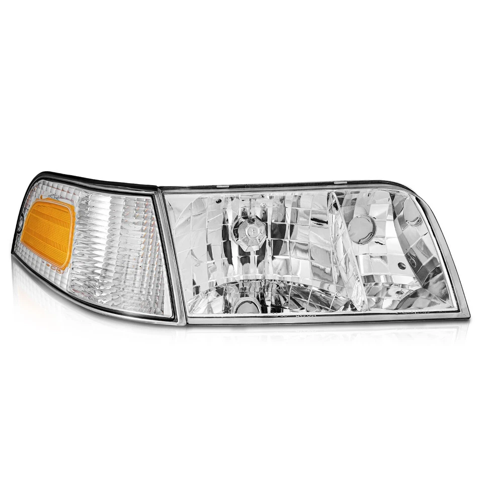 Pair Headlights Assembly For 1998-2011 Ford Crown Victoria Halogen Headlamps Foto 4 de 4