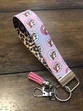 Pink Purple Buc-ee s Leopard Keychain Wristlet