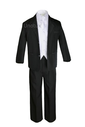 Teen Boys Formal Party Black 7pc Suits Set Extra Color Vest Tie Outfits 4T to 20 - Picture 88 of 93