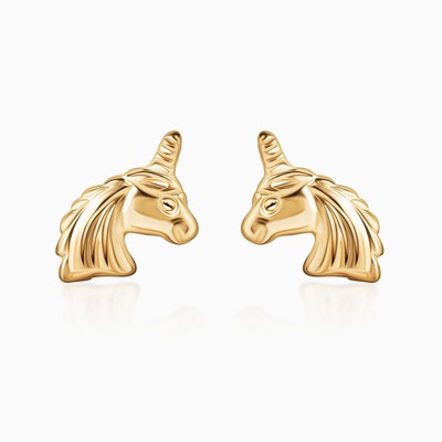 Pori Schmuck 14K Gold Einhorn kleine Ohrstecker