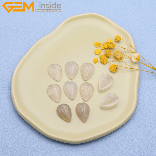 Natural Crystal Carved Leaf Leaves Sandstone Jewelry Making 15” 8x11mm 33Pcs - Picture 103 of 129