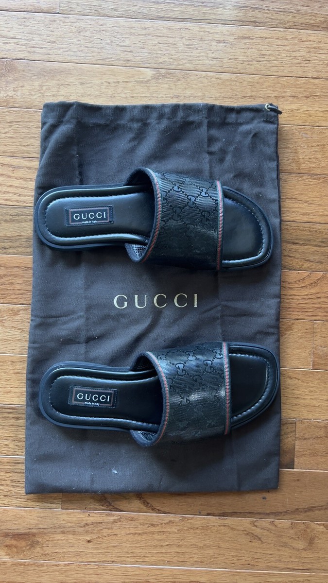 サンダル Gucci Slippers Gucci Sandals Slides Slippers Black Men Size 7.5 | eBay