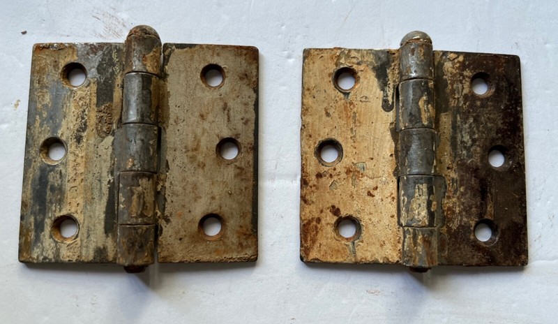 Matching Pair Antique DOOR HINGES - The Best Old Rusted Surface!