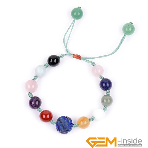 Assorted Natural Gemstones Charms Beaded Bracelet Fashion Jewelry Women Gift 7" - Picture 8 of 75