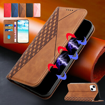 For iPhone 15 14 13 12 11 Pro Max X XR 8 Magnetic Leather Wallet Case Flip Cover