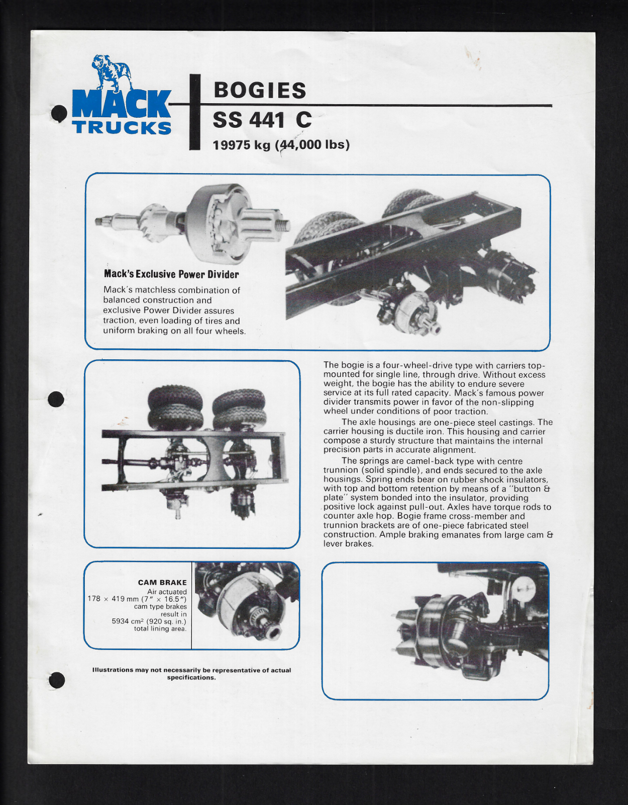 MACK TRUCKS BOGIES SS 441 C SPECIFICATIONS BROCHURE 6/78
