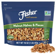Chef'S Naturals Walnut Halves & Pieces 16 Oz, 100% California Unsalted Walnuts f