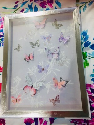 Download Butterfly Art Unique 3d Butterflies Wall Art Framed Picture Silver Frame Ebay