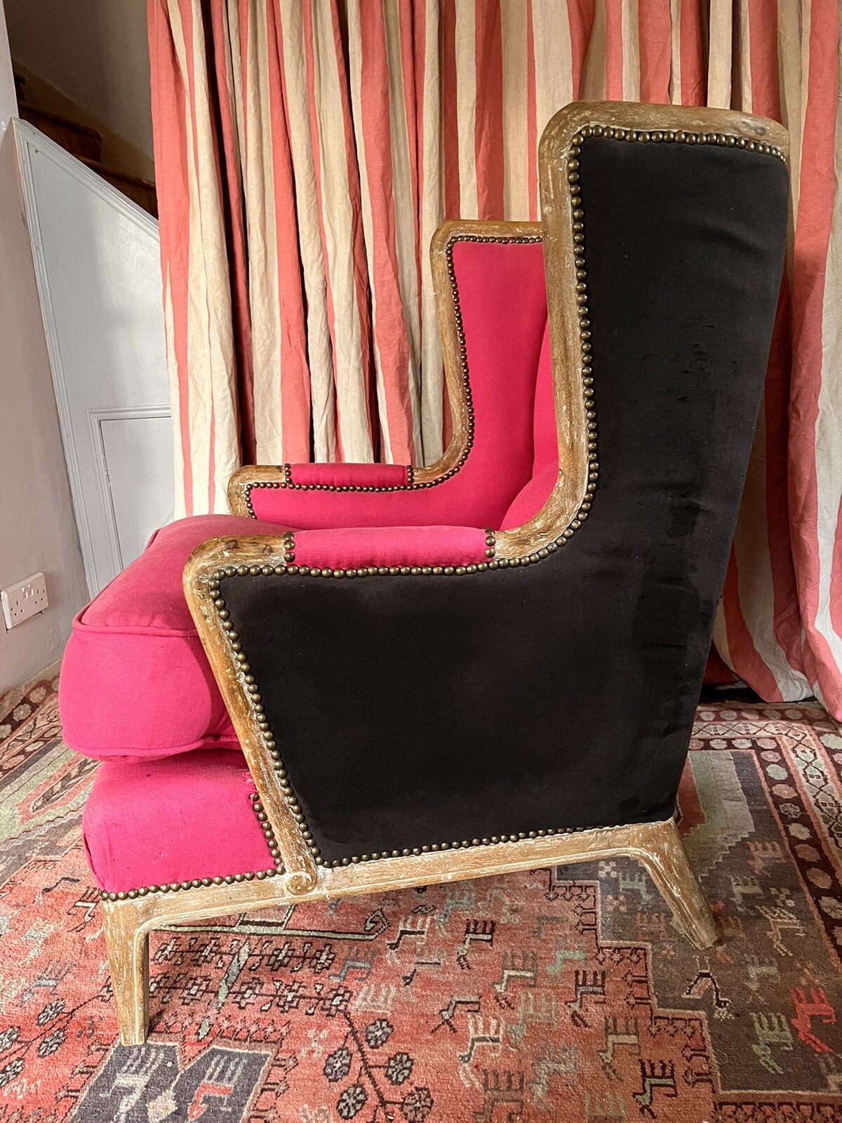 Graham and Green Valentin pink linen armchair eBay