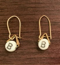 Vintage White Baby "B" Earrings 1970's