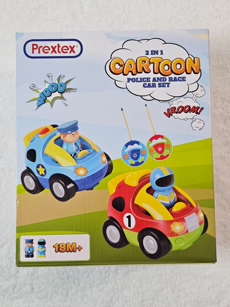 Cartoon Police & Race Car RC Toddler Toy Set Family Fun Gift NEW