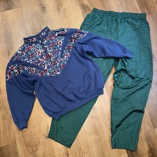 Vintage Track Suit Jacket Sweat Windbreaker Pants Jogging Set 90s Womens Medium