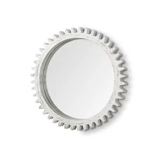 35 White Abstract Framed Accent Mirror