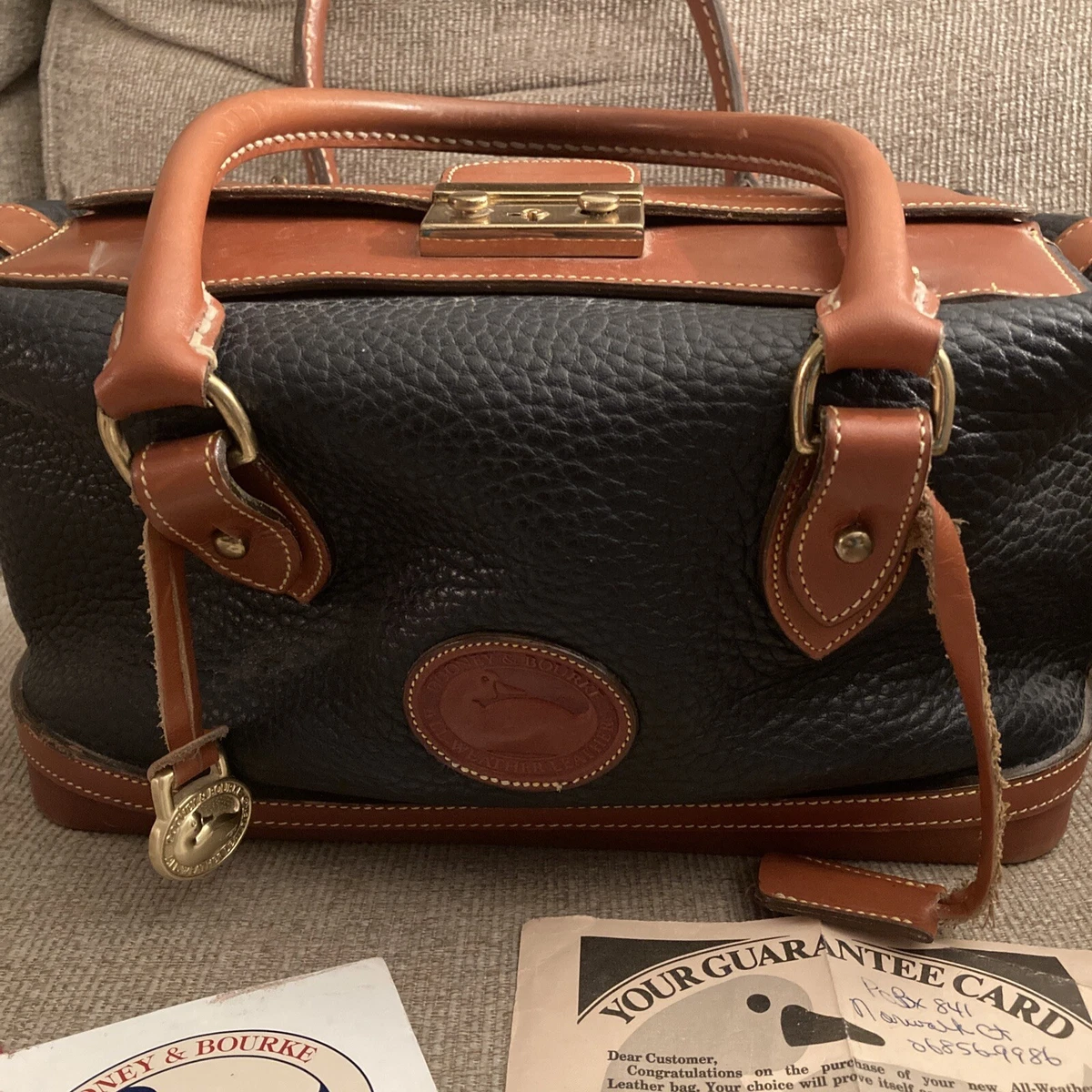 Vintage Dooney & Bourke R03 Navy Doctor's Satchel All-weather Leather 1994  Tags