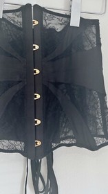 Agent Provocateur Silk Lace Boned Waspie Corset Waist Cincher Black Size AP 4