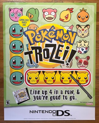 🔥 Pokémon Trozei Nintendo DS Vintage Video Game PROMO Poster RARE