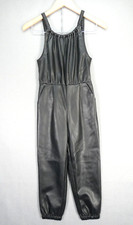 Zara Girls Jumpsuit Black Faux Leather Romper Playsuit Pockets Size 10 Y 140 cm