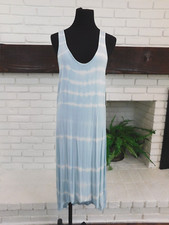 NWT Forever 21 Small Blue White Tie Dye Tank Knit T shirt Racerback Midi Dress
