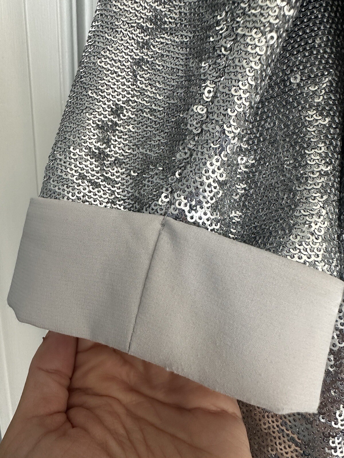 Sam Edelman Silver Sequin Jacket Blazer Size S - image 5