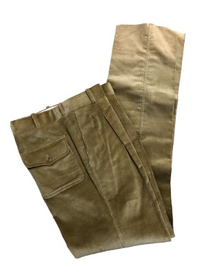 Mens VTG NEW 80s NOS Saks Fifth Avenue Pleated Corduroy pants Tan Brown 32 NWT