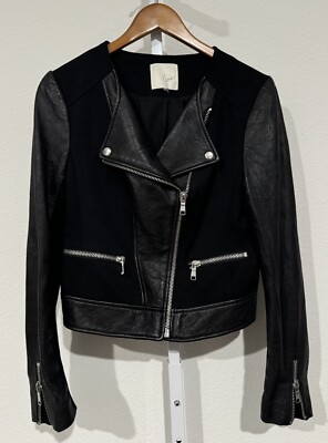 Joie Leather Jacket Sz XS Leather Moto Jacket Zip Front | eBay