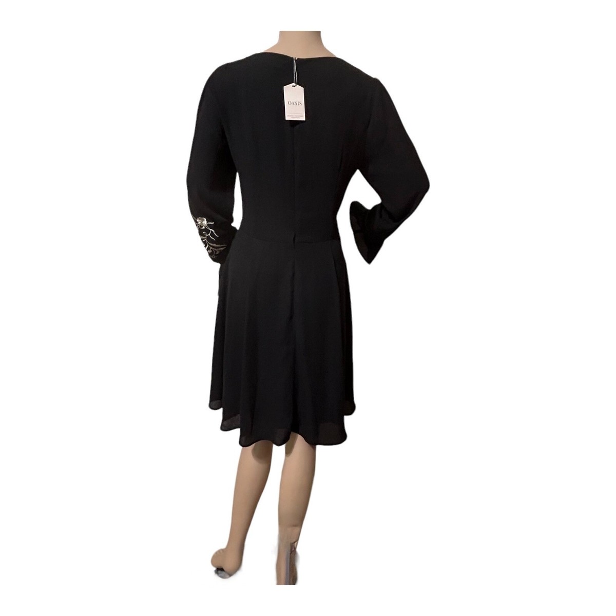 oasis embroidered dress Easter Dresses Casual Solid Embroidered Hollowed Out See-through Half A Turtleneck Long Sleeve Dresses(Green/L)