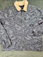 Billabong Jacket Men Small Fleece Collar Work Overshirt Chore Full Zip Xander