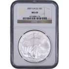 2007 $1 American Silver Eagle ~ NGC MS69