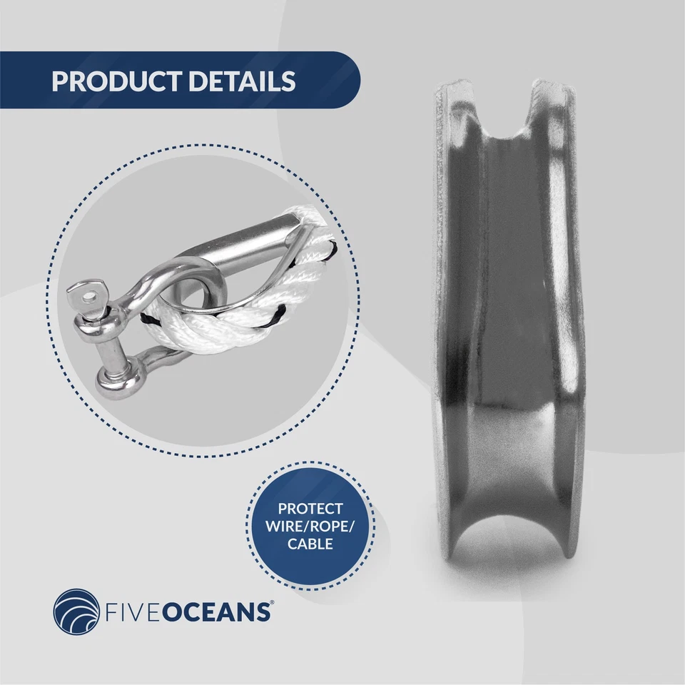 Dedal de acero inoxidable Five Oceans para cable de cable de 3/8" - FO1448 Foto 4 de 4