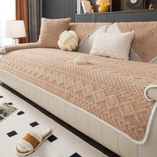 Geometric Jacquard Plush Warm Sofa Couch Cover, Soft Funny Fuzzy Couch Covers...