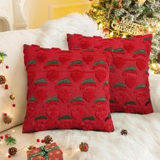 Christmas Pillow Covers 18x18 Inch Set of 2 Jacquard 3D Xmas Embroidery Faux ...