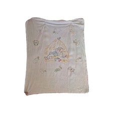 Vintage mały chłopiec pokój dziecięcy rymowanka w stogu siana próbnik haft zwierzęta szykowny