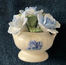 Aynsley Bone China Blue Roses Flower Bouquet, England