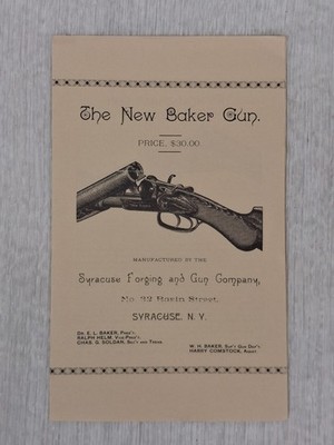 New Baker Gun - Syracuse Forging and Gun Company c1887 Pamphlet
