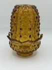 Vintage Fenton Amber Hobnail Fairy Lamp Glass Candle Holder