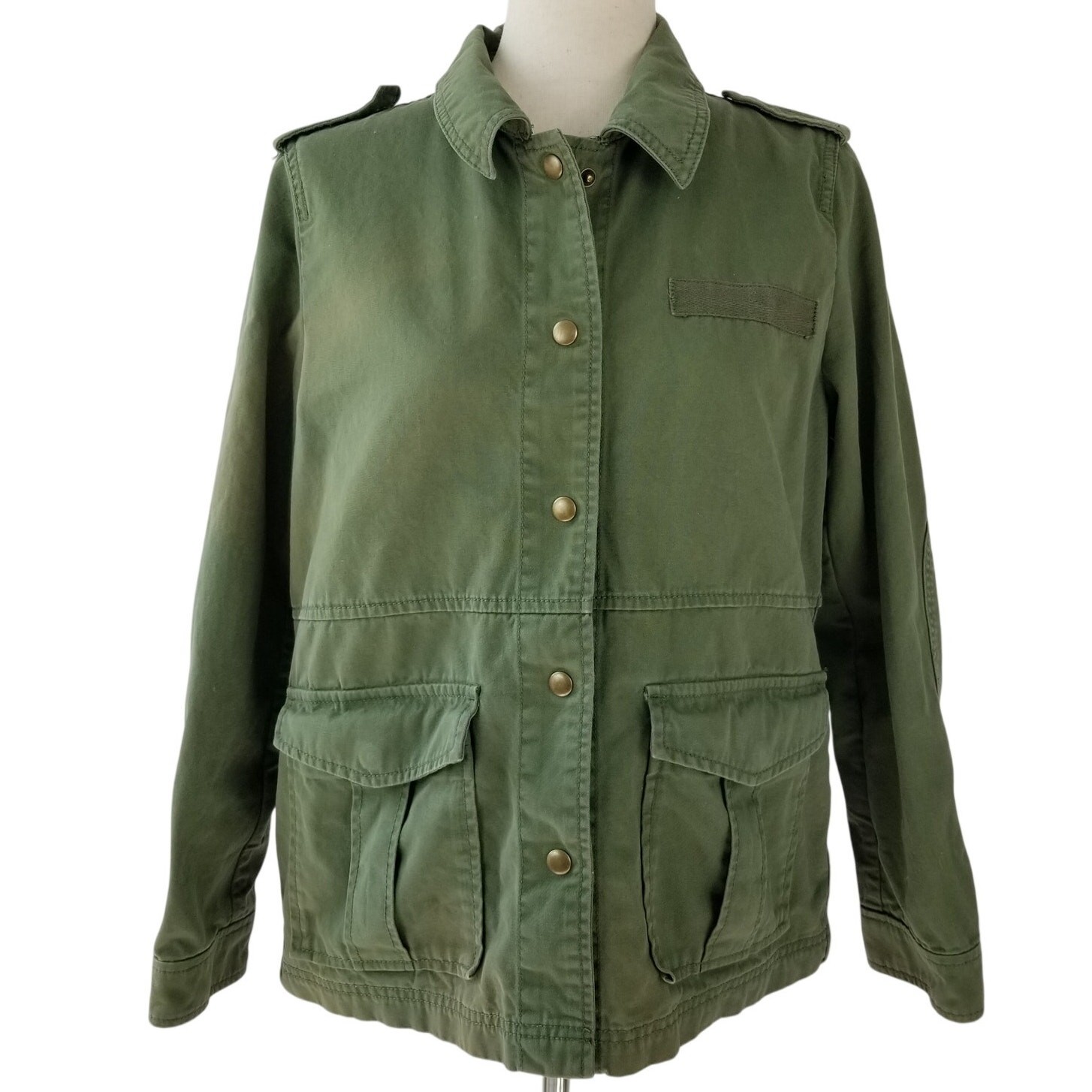 Gap Green Utility Jacket Removeable Leopard Faux … - image 2
