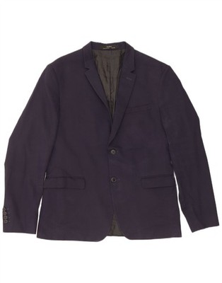 Zara Herren 2 Knopf Blazer Sakko EU 52 Large Navy Blau Viskose BN06