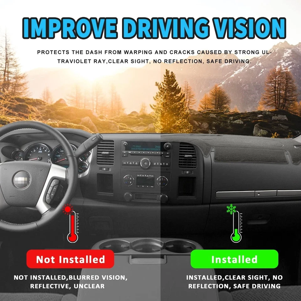 Alfombra cubierta tablero tablero para Chevy Silverado 2007-2013 y GMC Sierra 07-13 con Foto 3 de 4