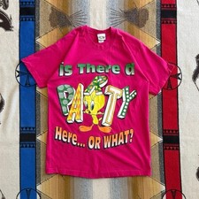 Vintage 90s Looney Tunes Tweety Bird Party T-Shirt Size Large Made In USA 1996