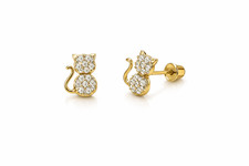 14k Yellow or White Gold Cat CZ Earrings