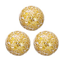 3Pcs Decorative Glass Balls 2.36 Inch Orbs Centerpiece Balls Gold Tone