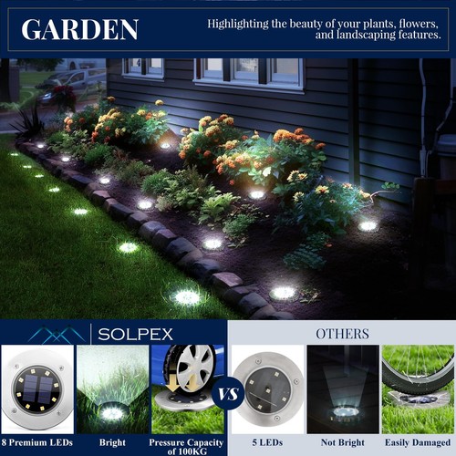 12 Pack Solar Ground Lights Waterproof Eco Friendly Outdoor LED Pathway Lights - Picture 4 of 6