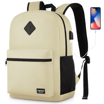 School BackpackUnisex Classic Bookbag Teens Schoolbag with USB Port for High ...