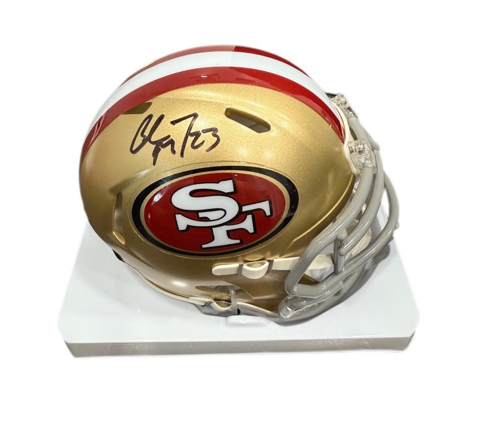 McCaffrey Autographed Signed San Francisco 49ers Christian Mini Helmet Fanatics 