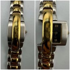 Anne Klein Hidden Dial Watch Women Silver Gold Two Tone Black Dial New Battery
