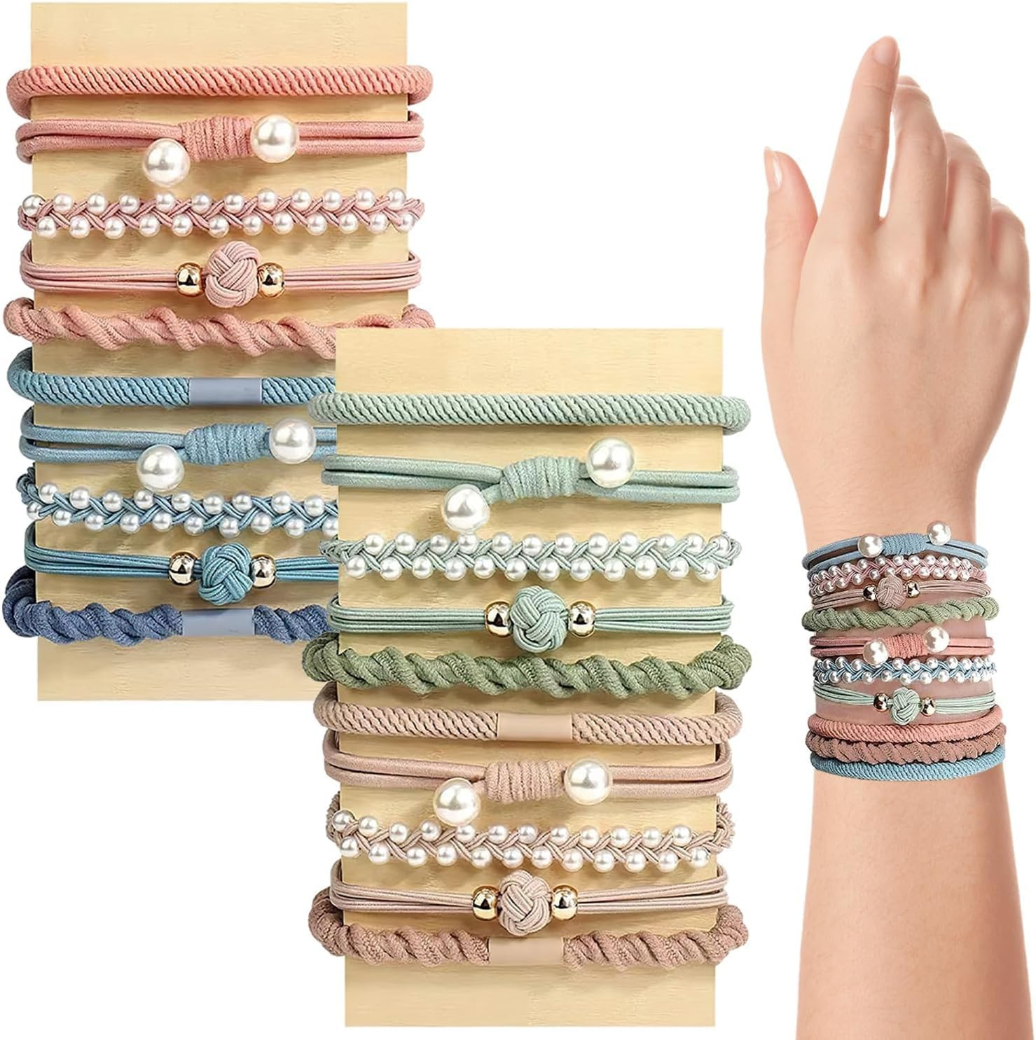 Pack of 20 Boho Hair Ties, Boho Hair Bobbles for Women and Girls Stretch
