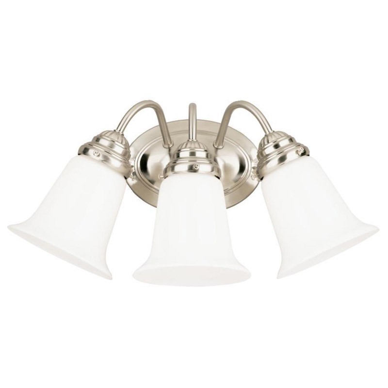 Westinghouse 66497 Brushed Nickel/White 3-Light Wall Fixture 8-1/2 x 17-1/4 in.