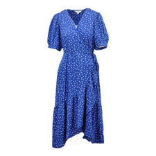 M&S COLLECTION Printed V-Neck Midi Waisted Wrap Womens Ladies Dress